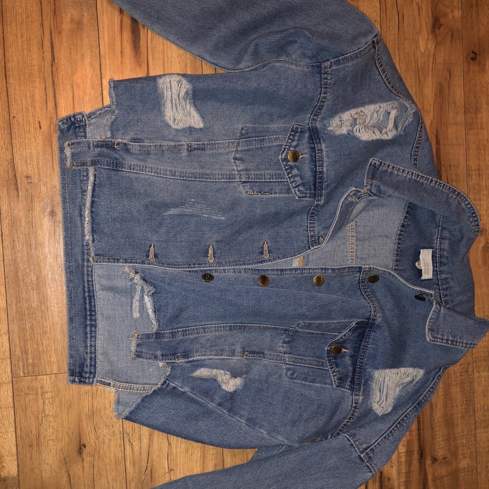 Caution to the Wind distressed jean jacket.